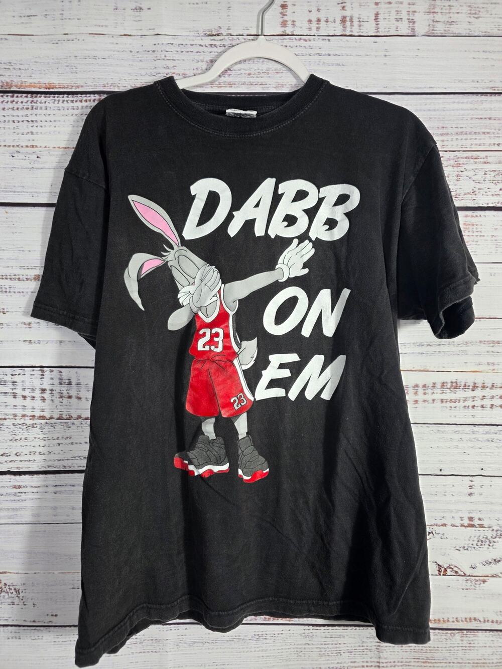 Phat Doc Bugs Bunny Dabb on Em Graphic T-shirt blk size Large Joran 23 Parody